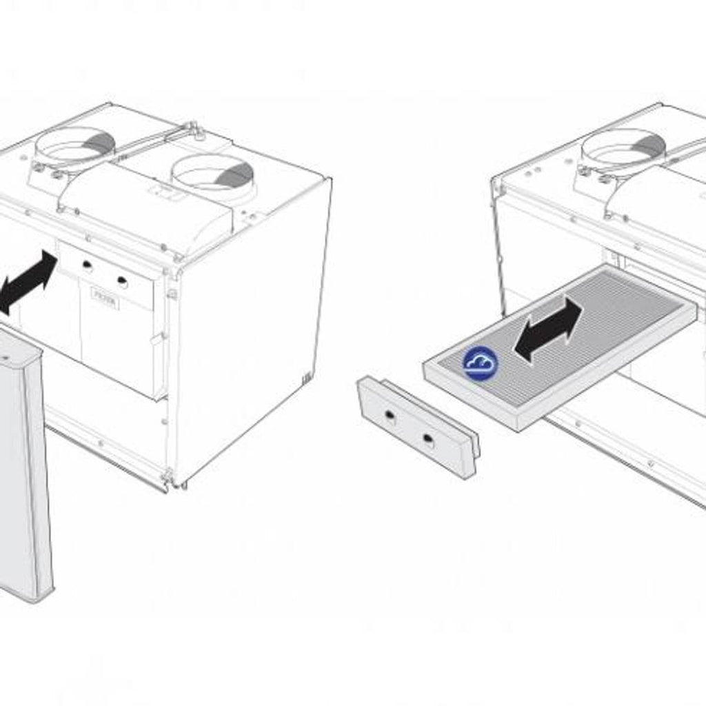 Illustrasjon av NIBE SAM-modul og filterplassering